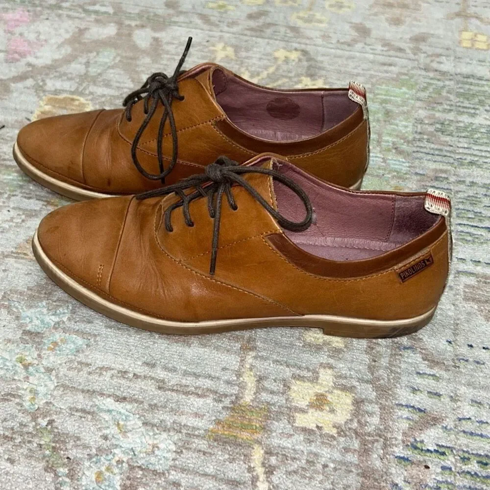 Pikolinos brown lace up dress shoes sz 37